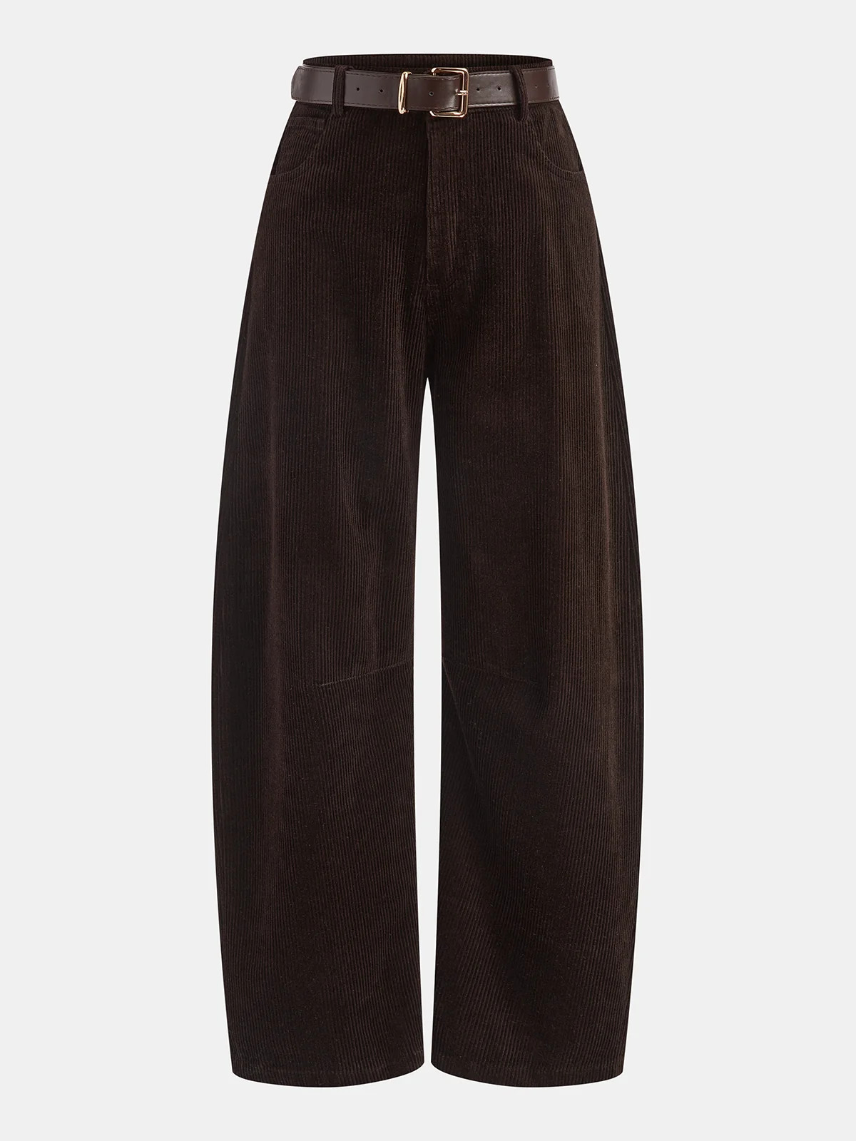 Belted Corduroy Wide-Leg Pants | Commense
