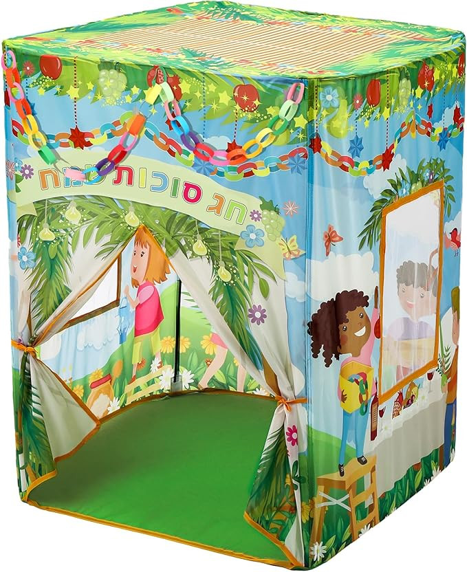 Children's Pop up Sukkah, Kids Play Sukkot Tent with 180 Paper Chain Strips, Foldable Playhouse T... | Amazon (US)