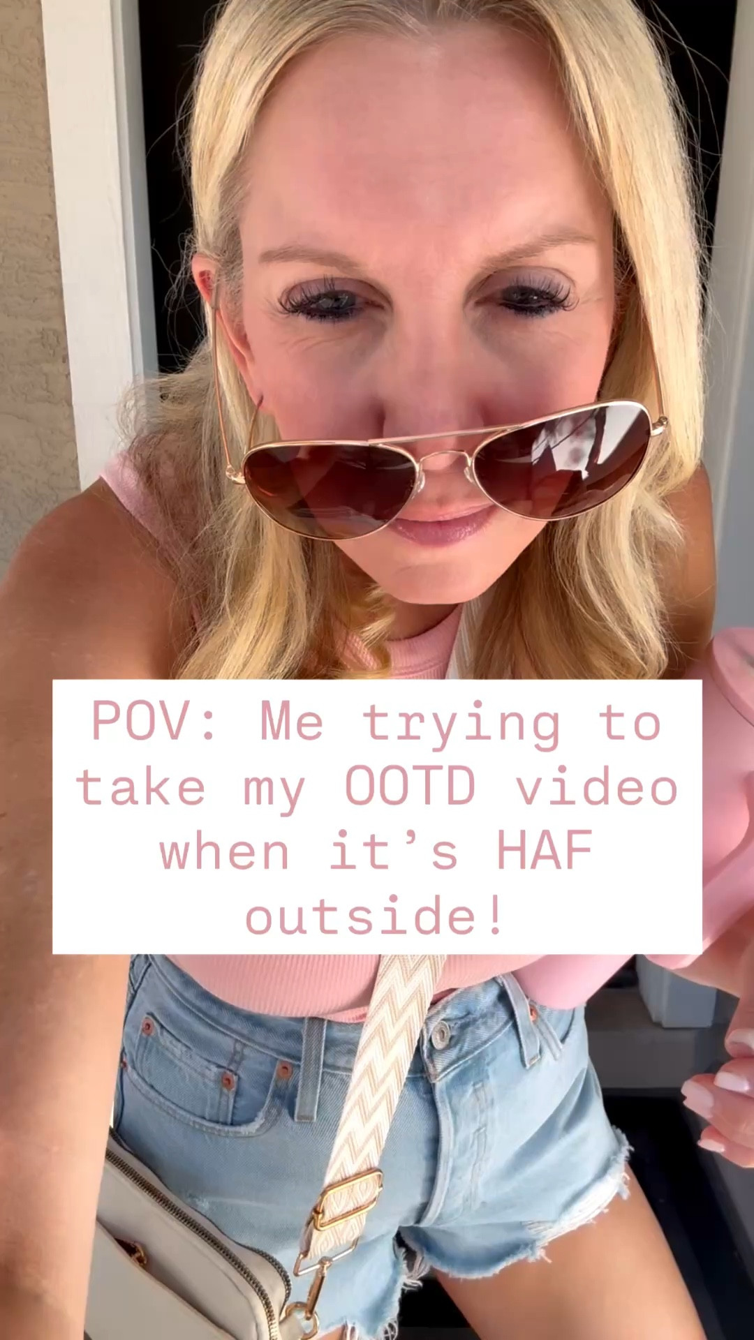 Picked up some new summer staples since it’s so hot here already! Wearing a 28 Levi’s shorts (sized up x1 for a roomier fit), S in this pretty pink but somewhat thin tank, & 7 Adidas sneaks. This cute little crossbody has 3 compartments & fits all the basics. Shorts & bag are both on SALE @amazon!