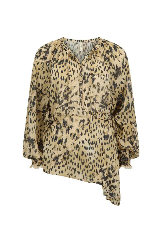 Snow Leopard Asymmetric Blouse | Spell Designs (Australia & New Zealand)