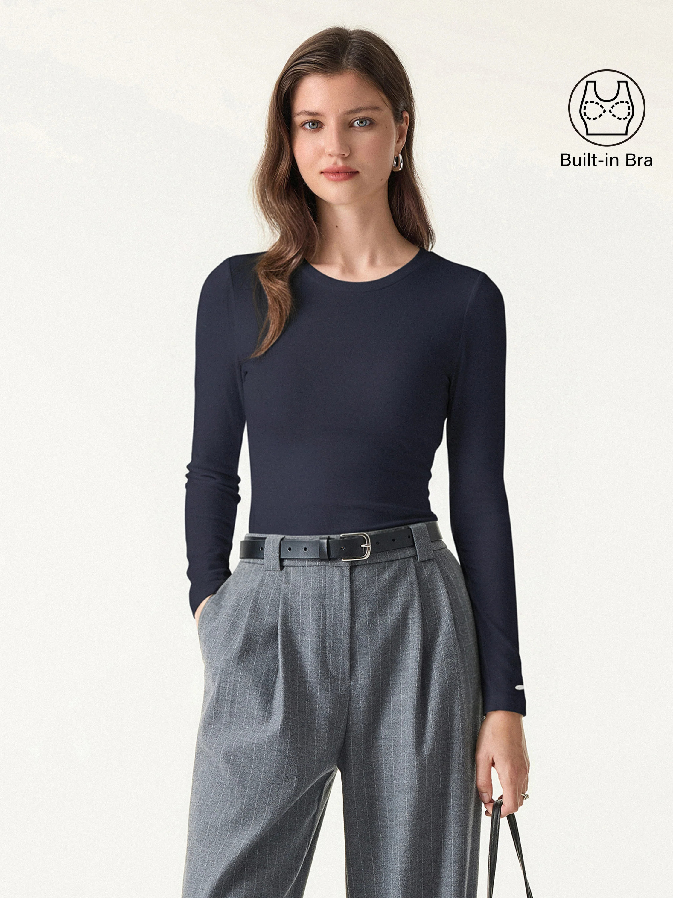 LiteWarm Crewneck Long Sleeve Brami - Midnight Navy / M | OGLmove