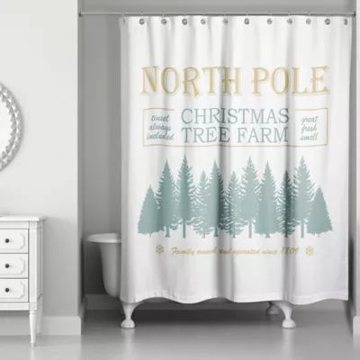 Designs Direct "North Pole Christmas Tree Farm" Shower Curtain in Green | Bed Bath & Beyond | Bed Bath & Beyond