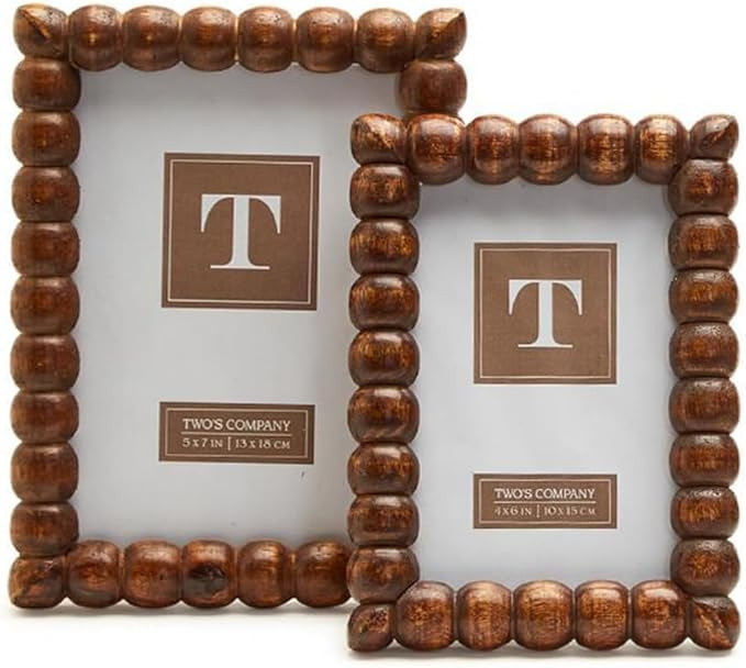Two's Company Hand-Carved Bobbin Photo Frame Dark Brown Includes 2 Sizes: 4x6 and 5x7 (stands hor... | Amazon (US)