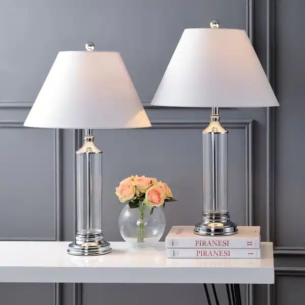 Astor 29" Glass LED Table Lamp, Clear/Chrome (Set of 2) by JONATHAN Y | Bed Bath & Beyond