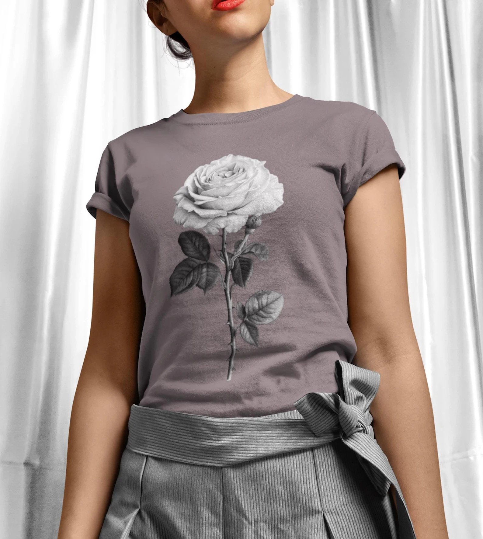 Black and White Rose T-Shirt: Retro Floral Illustration | Etsy (Global)