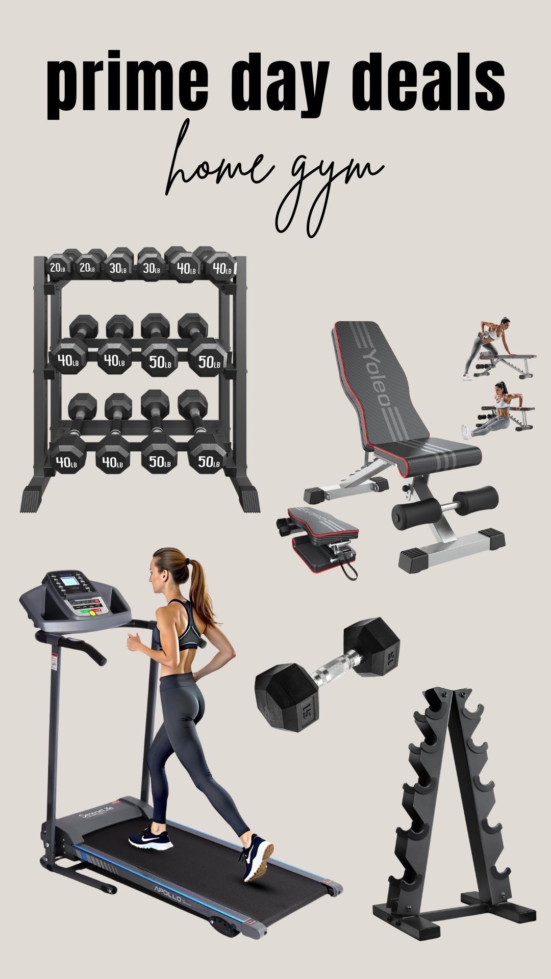 Home gym products on sale - love these dumbbells and I have a treadmill from this same brand that is similar. Very basic but does the trick for walking! 