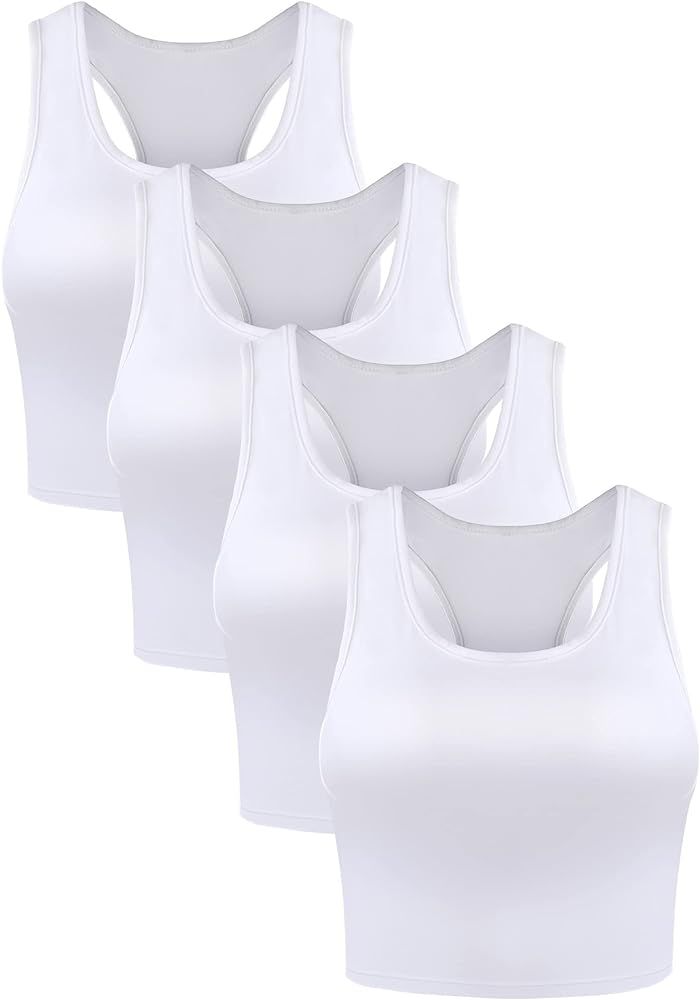 Boao 4 Pieces Basic Crop Tank Tops Sleeveless Racerback Crop Top for Women | Amazon (US)