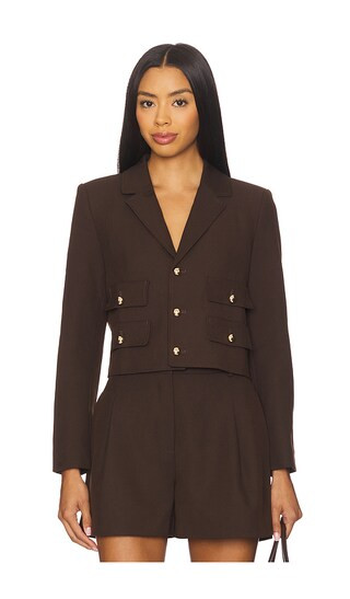 Marie Cropped Blazer in Chocolate Brown | Revolve Clothing (Global)