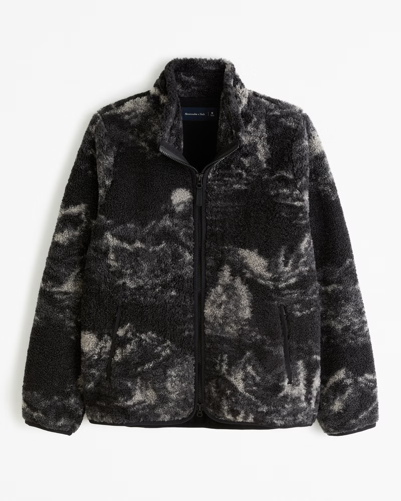 Pattern Sherpa Full-Zip Jacket | Abercrombie & Fitch (US)