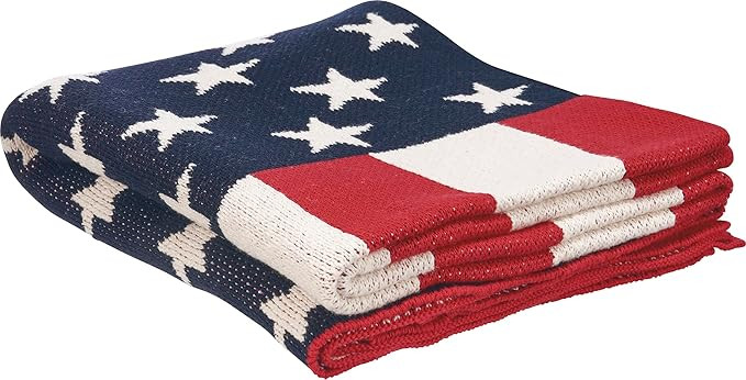 Primitives by Kathy Throw Blanket, 50 x 60-inch, American Flag, Soft Machine Knitted Texture | Mi... | Amazon (US)