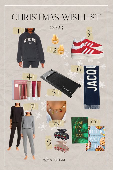 My Christmas wishlist 2023! If you’re looking for ideas on what to add to yours here’s a few things I’m wishing for! A few splurges but lots under $100!

Annie bing, adidas gazelle, Heaven mayhem, walking pad, summer Fridays lip balm, charm necklace, women’s pjs, claw clips, jacquemus scarf, books, Christmas wishlist, holiday wishlist, Christmas gifts 

#LTKGiftGuide #LTKSeasonal #LTKHoliday