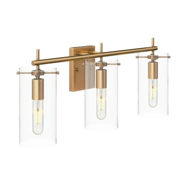 Nathan James Heidi 3-Lights Bathroom Vanity Light Fixture with Gold Metal Frame and Clear Glass S... | Walmart (US)