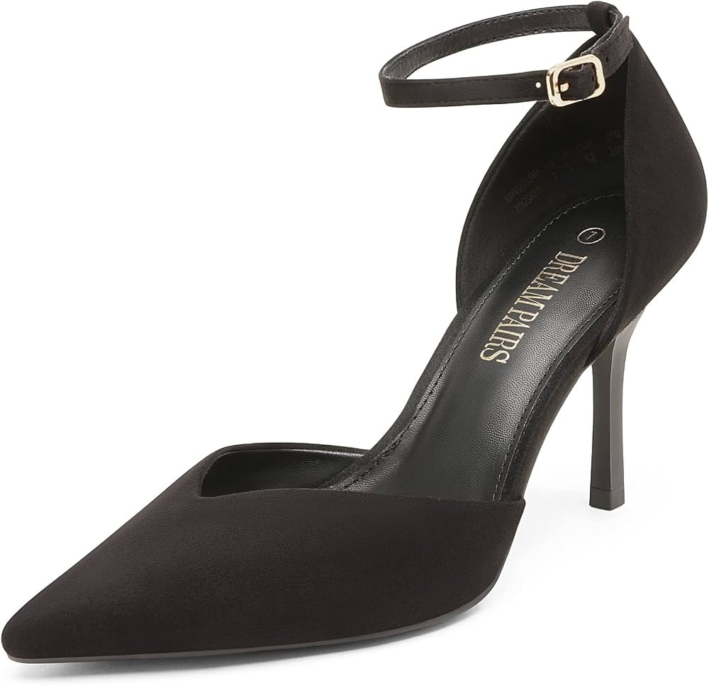 DREAM PAIRS Women’s High Heels Strappy Closed Toe Stiletto Ankle Strap Pointed Toe D'Orsay Heel... | Amazon (US)
