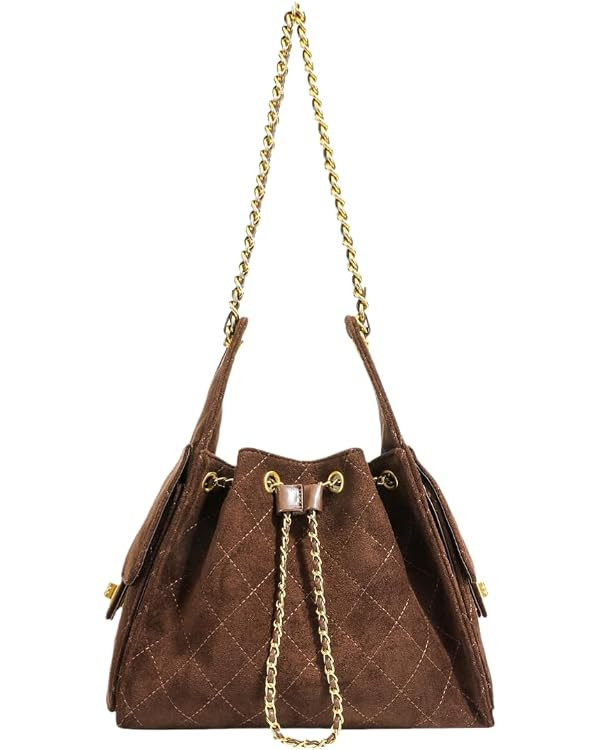 Women’s Classic Quilted Shoulder Bags Chain Strap Handbags Suede Tote Crumpled Purse Slouchy Ho... | Amazon (US)
