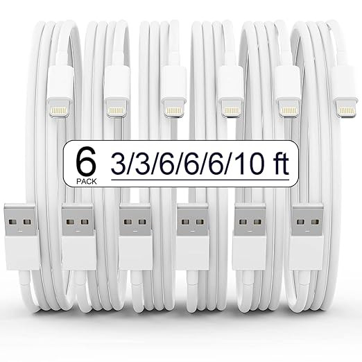 iPhone Charger 6Pack(3/3/6/6/6/10 FT) Apple MFi Certified Lightning Cable Fast Charging iPhone Ch... | Amazon (US)