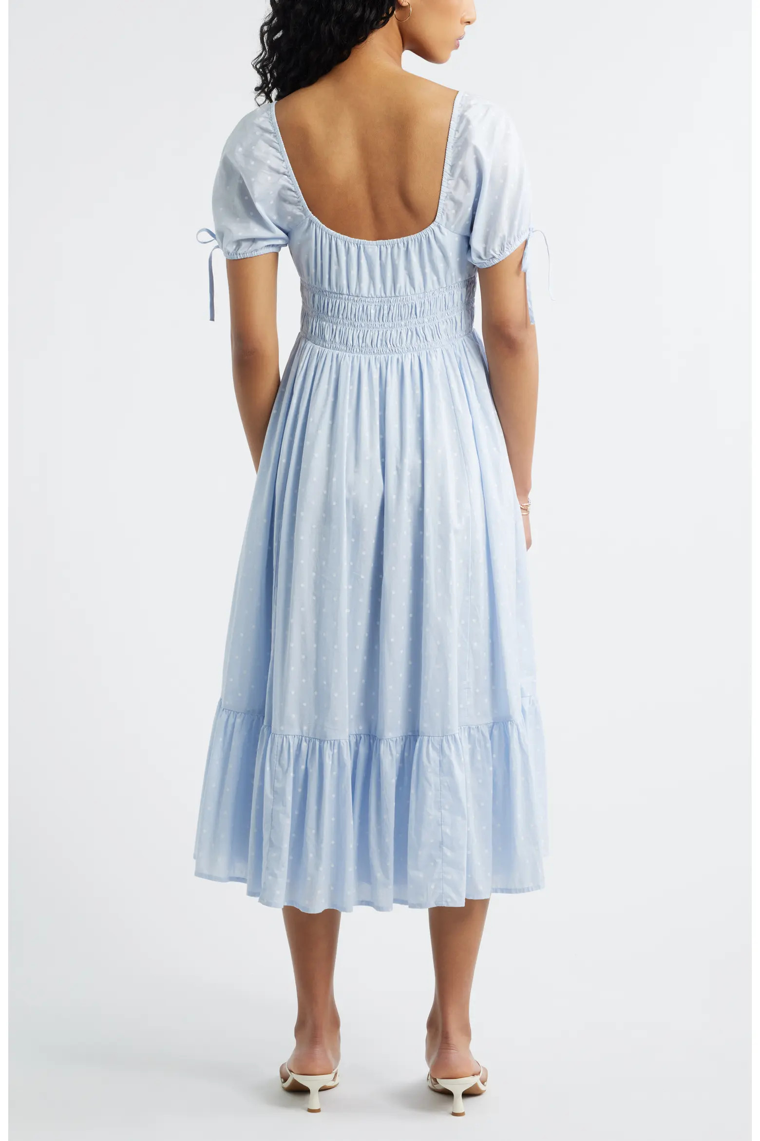 Puff Sleeve Cotton Midi Dress (Women) | Nordstrom | Nordstrom