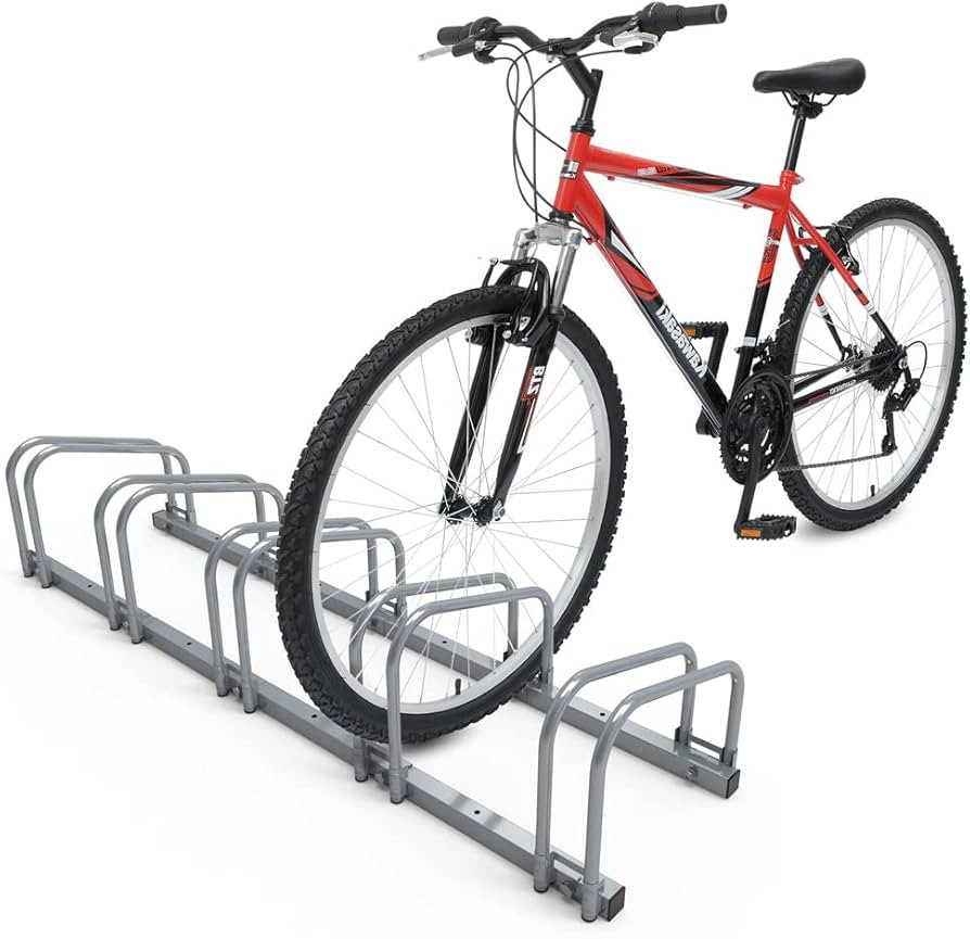 VOUNOT Bike Stand Floor 5 Rack Bike Garage Bicycle Storage Parking Rack Cycle Organizer Locking S... | Amazon (US)