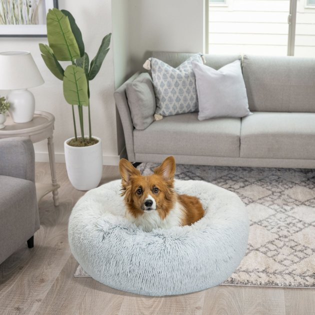 BEST FRIENDS BY SHERI The Original Calming Shag Fur Donut Cuddler Cat & Dog Bed, Frost, Medium - ... | Chewy.com