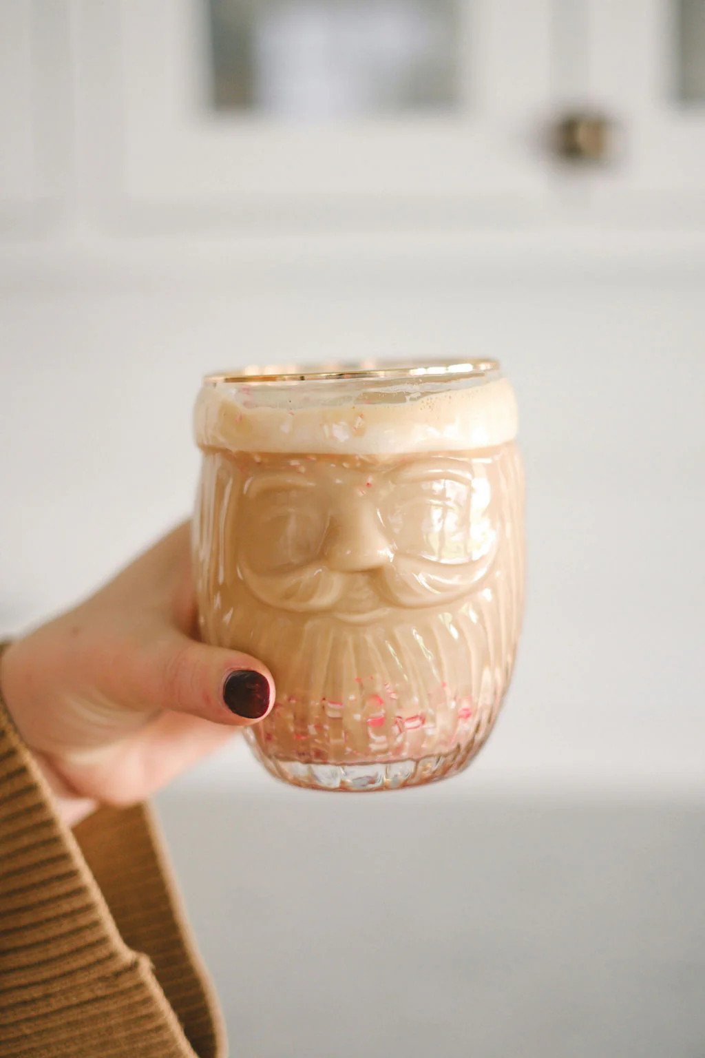 Santa Drinking Glass | Pink Antlers