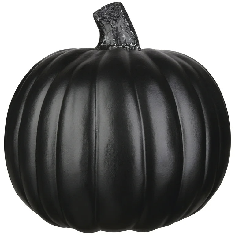 Halloween Black Color Craft Pumpkin Decor, 9 in, by Way To Celebrate | Walmart (US)