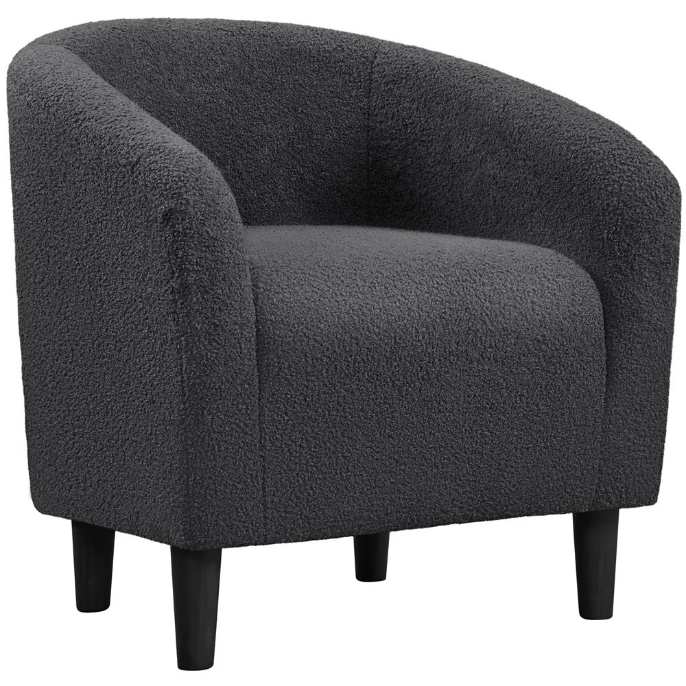 Yaheetech Dark Gray Upholstered Boucle Club Chair Accent Chair with Armrest Polyester | LSUB2X0001 | Lowe's
