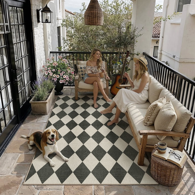 BERTHMEER 5'x7' Easy Jute Area Rugs for Living Room Modern Checkered Indoor/Outdoor Rugs for Pati... | Walmart (US)