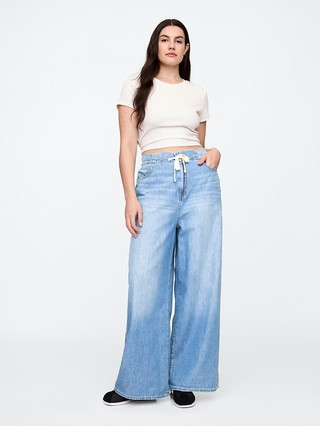 High Rise SuperLight Pull-On Baggy Jeans | Gap Factory