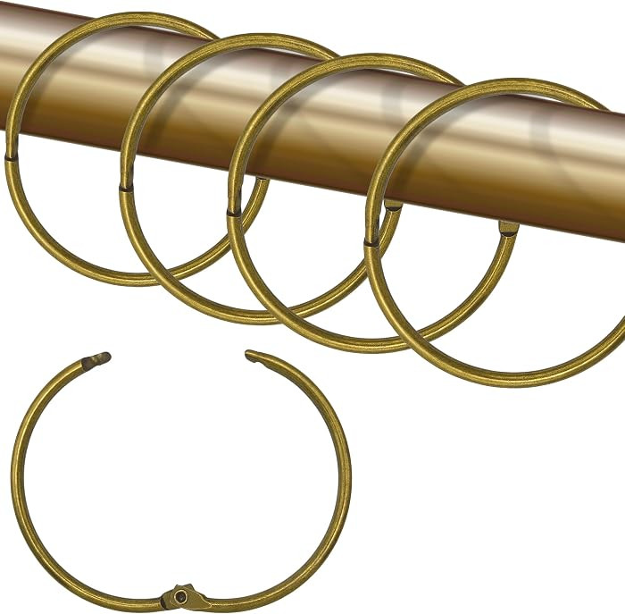 Shower Curtain Hooks Rings,24 Pcs Rustproof Metal Shower Hooks for Shower Curtain,Glide Smoothly Round Shower Rings for Curtain,Shower Curtain Rings for Bathroom Shower Rod,Snap Joint Design (Bronze) | Amazon (US)