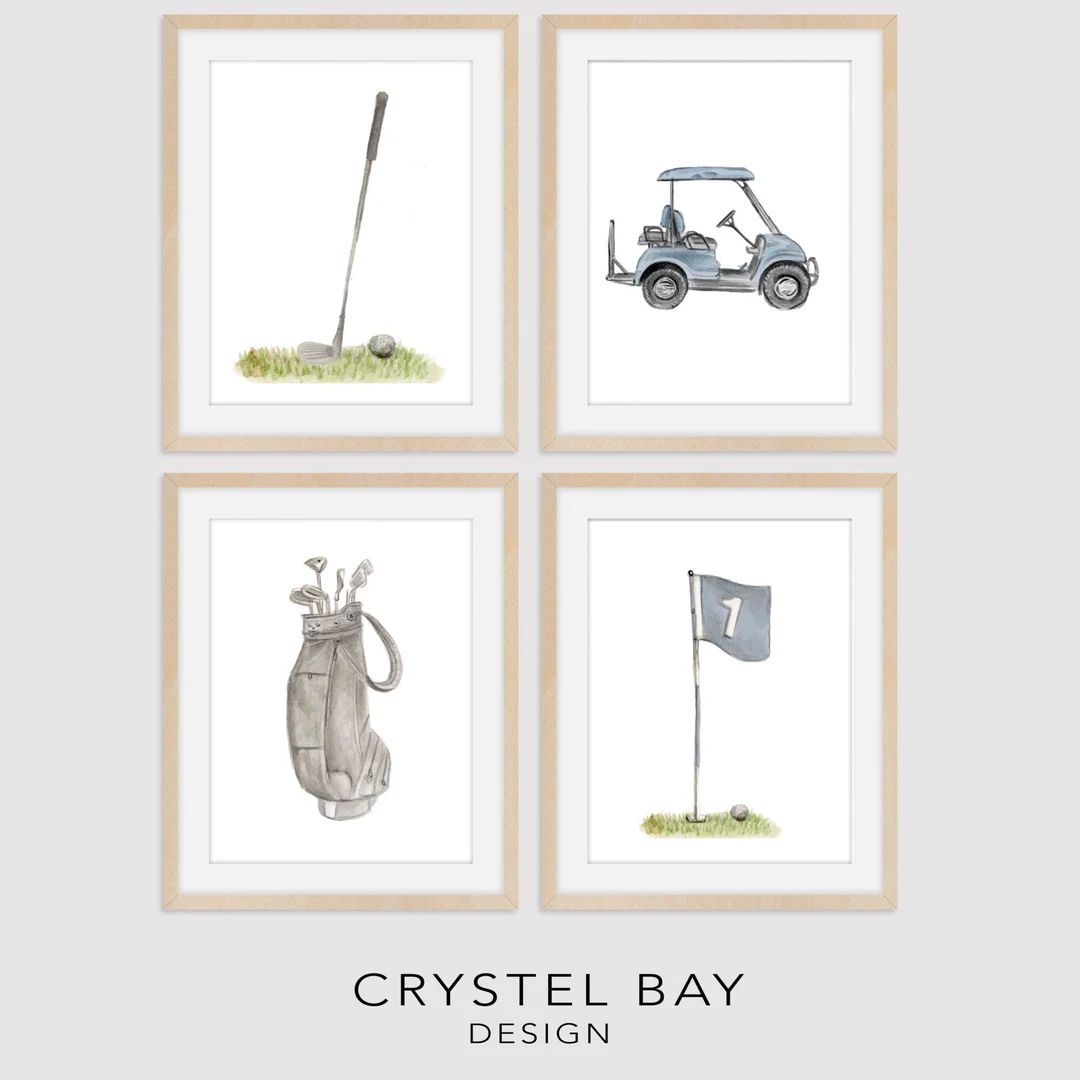 Golf Set of 4 Nursery Art Print Boys Room Girls Room - Etsy | Etsy (US)