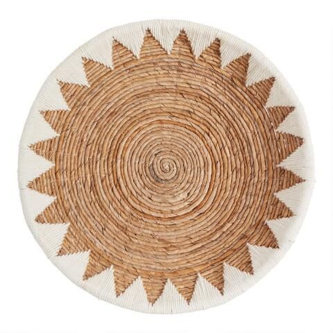 White and Natural Banana Bark Woven Disc Wall Decor | World Market