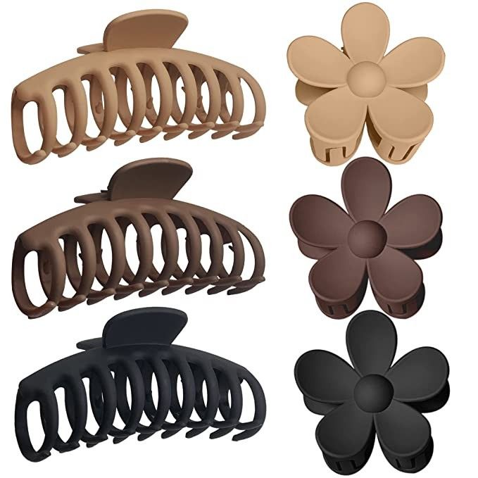 OWIIZI Large Claw Clips for Thick Hair Matte Big Hair Claw Clips Non-Slip Cute Claw Hair Clips St... | Amazon (US)
