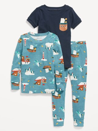 Unisex 3-Piece Printed Pajama Set for Toddler & Baby | Old Navy (US)
