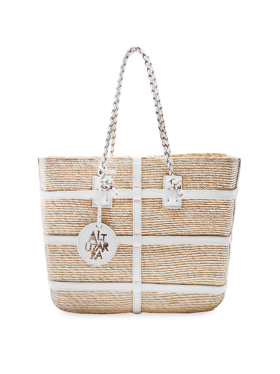 Women's Watermill Straw & Leather Tote Bag - Natural White | Saks Fifth Avenue