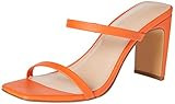 The Drop Women's Avery Square Toe Two Strap High Heeled Sandal, Fire Orange, 8 | Amazon (US)