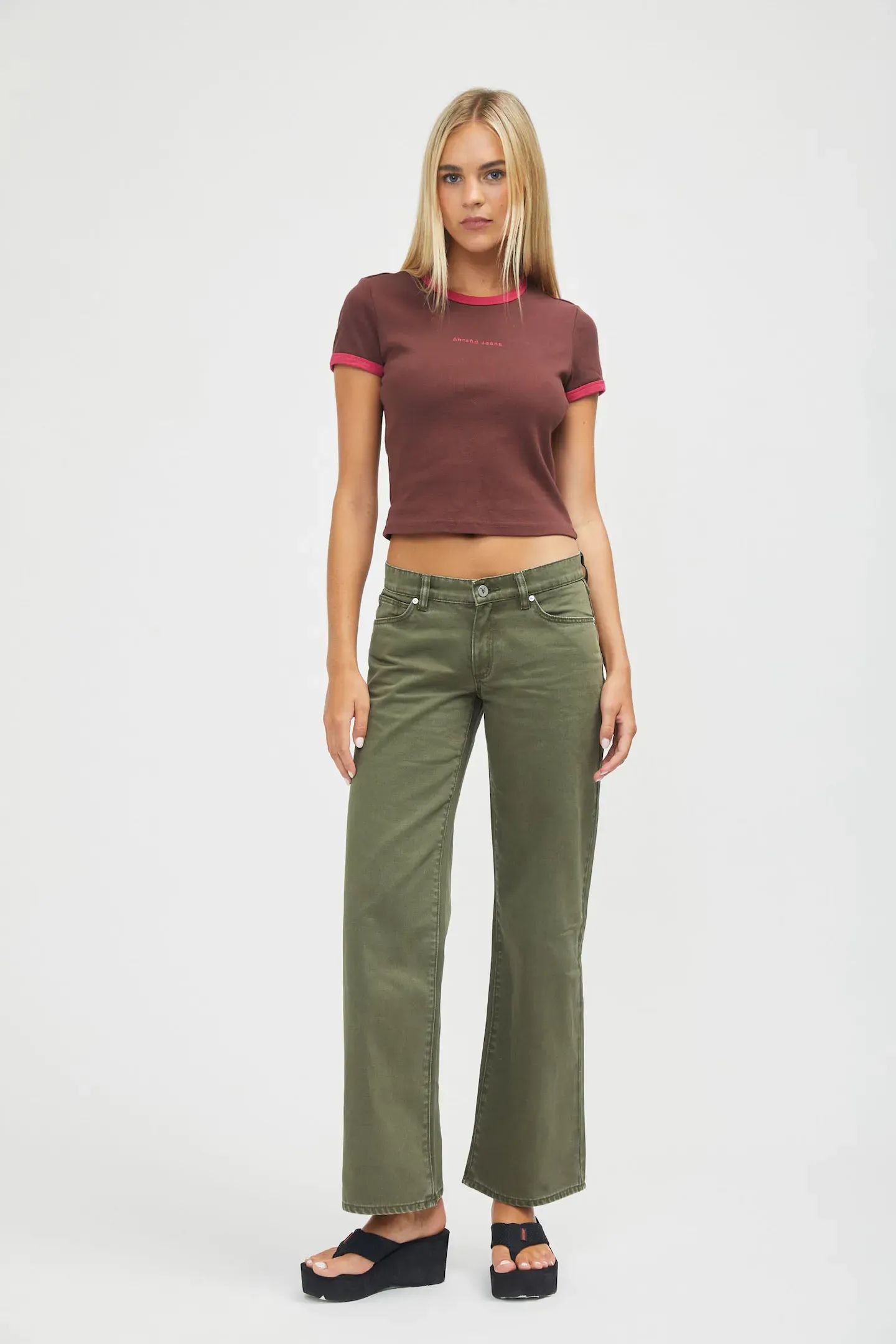 99 Low & Wide Army Green | Abrand Jeans APAC