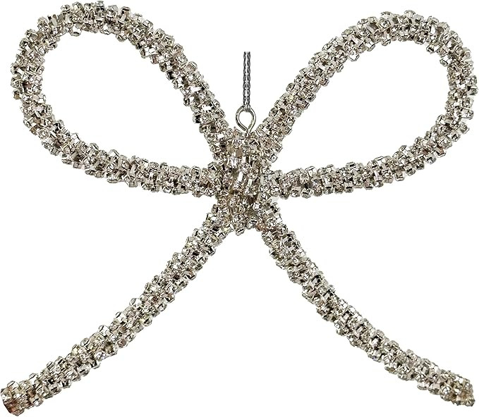 Gem Bow Ornament 5.5 Inch, Decorative Holiday Bow with Sparkling Accents, Available in Gold or Si... | Amazon (US)
