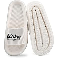 MGupzao Women's Bride Slippers White Rubber Slides for Bridal Shower Gifts Bride Sandals for Wedd... | Amazon (US)