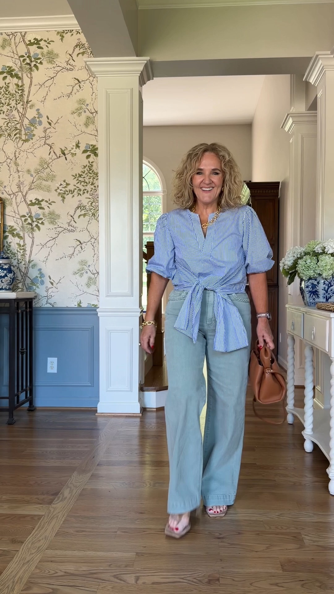 Blouse size med 
Jeans 29 reg 
Premium denim I love this green color! 
6/25-6/28 Anthropologie 20% off orders of $100+ with code NANETTE20

#LTKSaleAlert #LTKOver40 #LTKootd