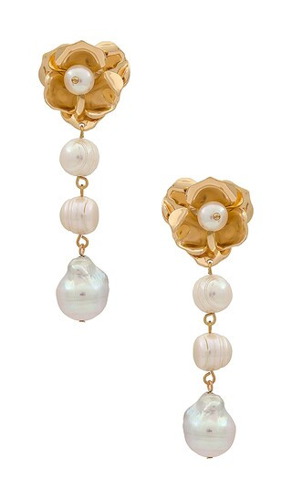Pearl And Flower Earrings in Pearl | Revolve Clothing (Global)
