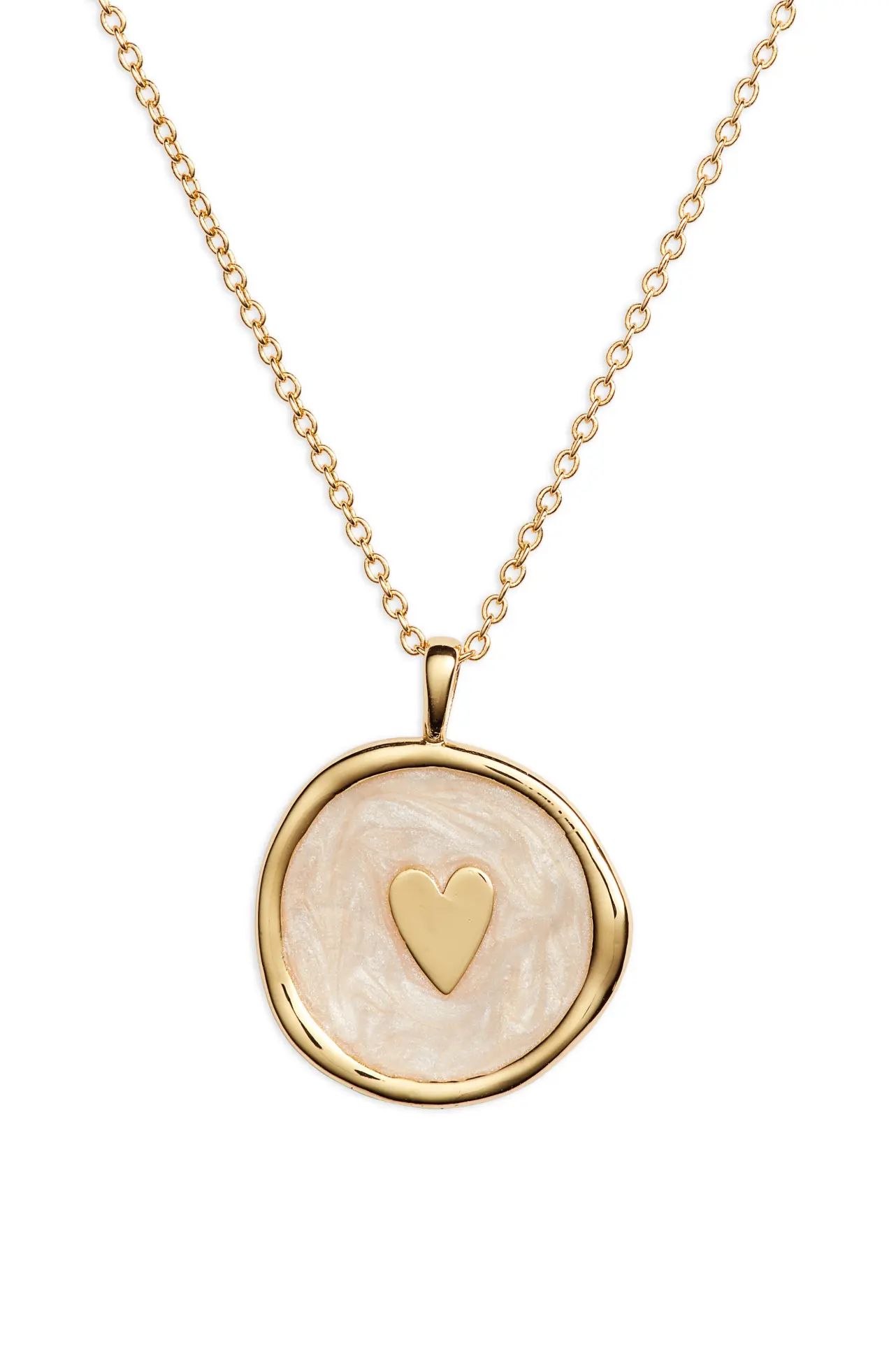 Enamel Heart Coin Pendant Necklace | Nordstrom Rack