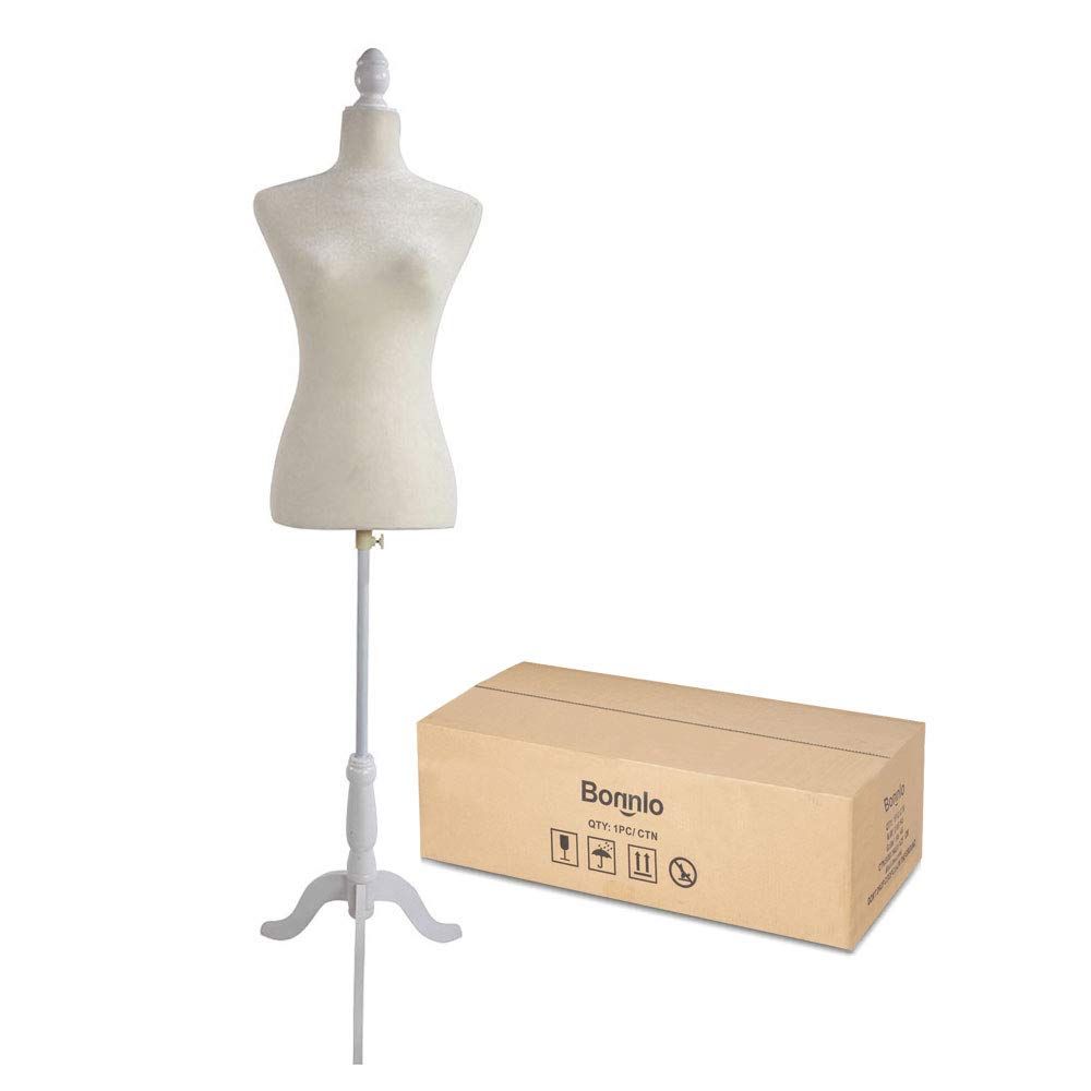 Bonnlo Female Dress Form Pinnable Mannequin Body Torso with Wooden Tripod Base Stand (White, 6) | Amazon (US)