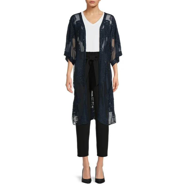 Time and Tru Women's Semi-Sheer Lace Layering Top | Walmart (US)