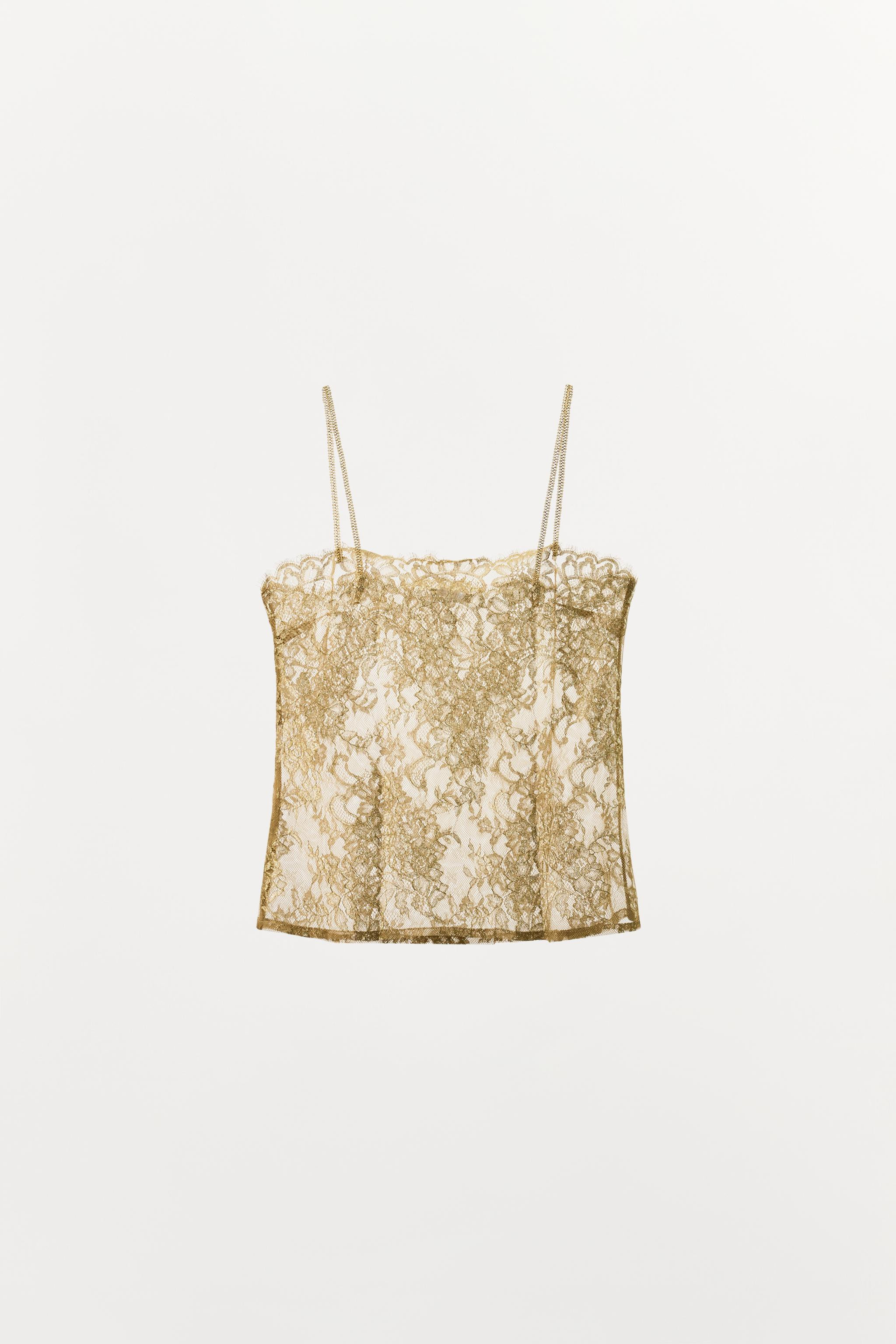 METALLIC THREAD LACE TOP | Zara UK