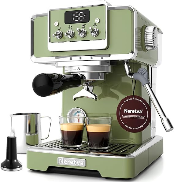 Neretva Espresso Coffee Machine, Professional Espresso Machine with Pressure Gauge 15Bar Retro Es... | Amazon (US)