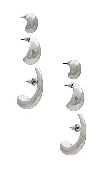 Teardrop Hoop Set in Silver | Revolve Clothing (Global)