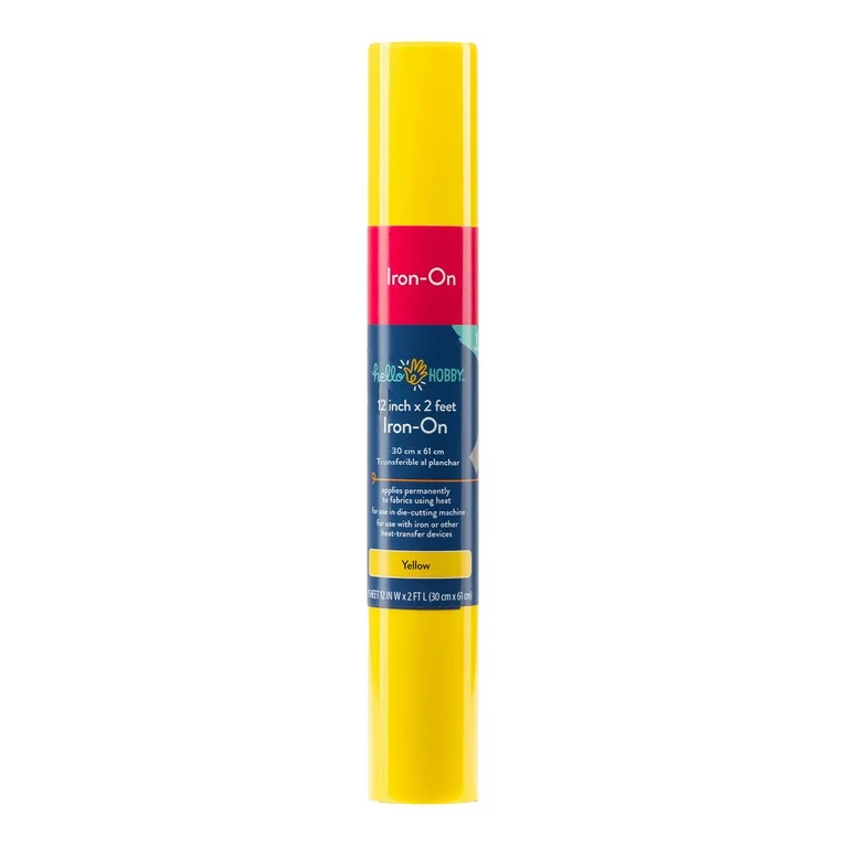 Hello Hobby 12" x 2' Yellow Iron-On Craft Vinyl Roll | Walmart (US)