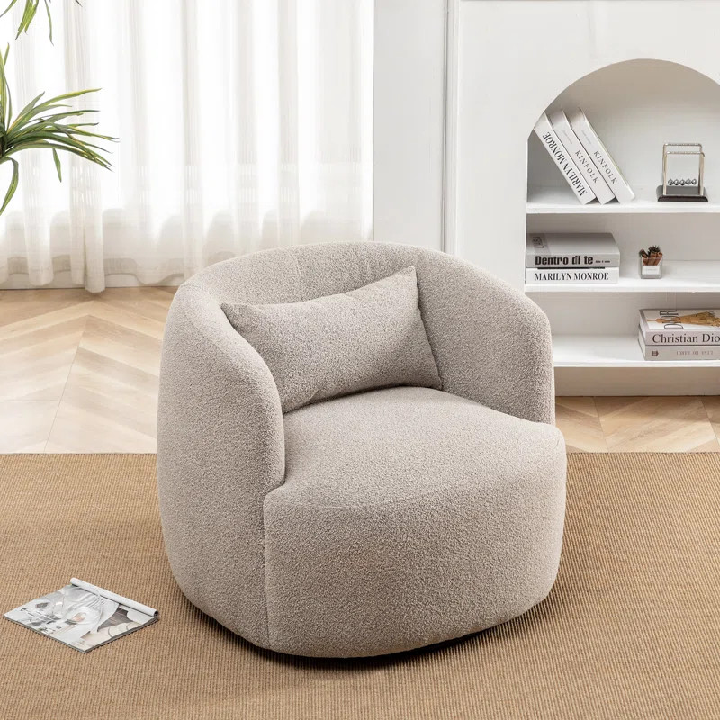 Carrena 34" Wide Boucle Upholstered Swivel Armchair | Wayfair North America