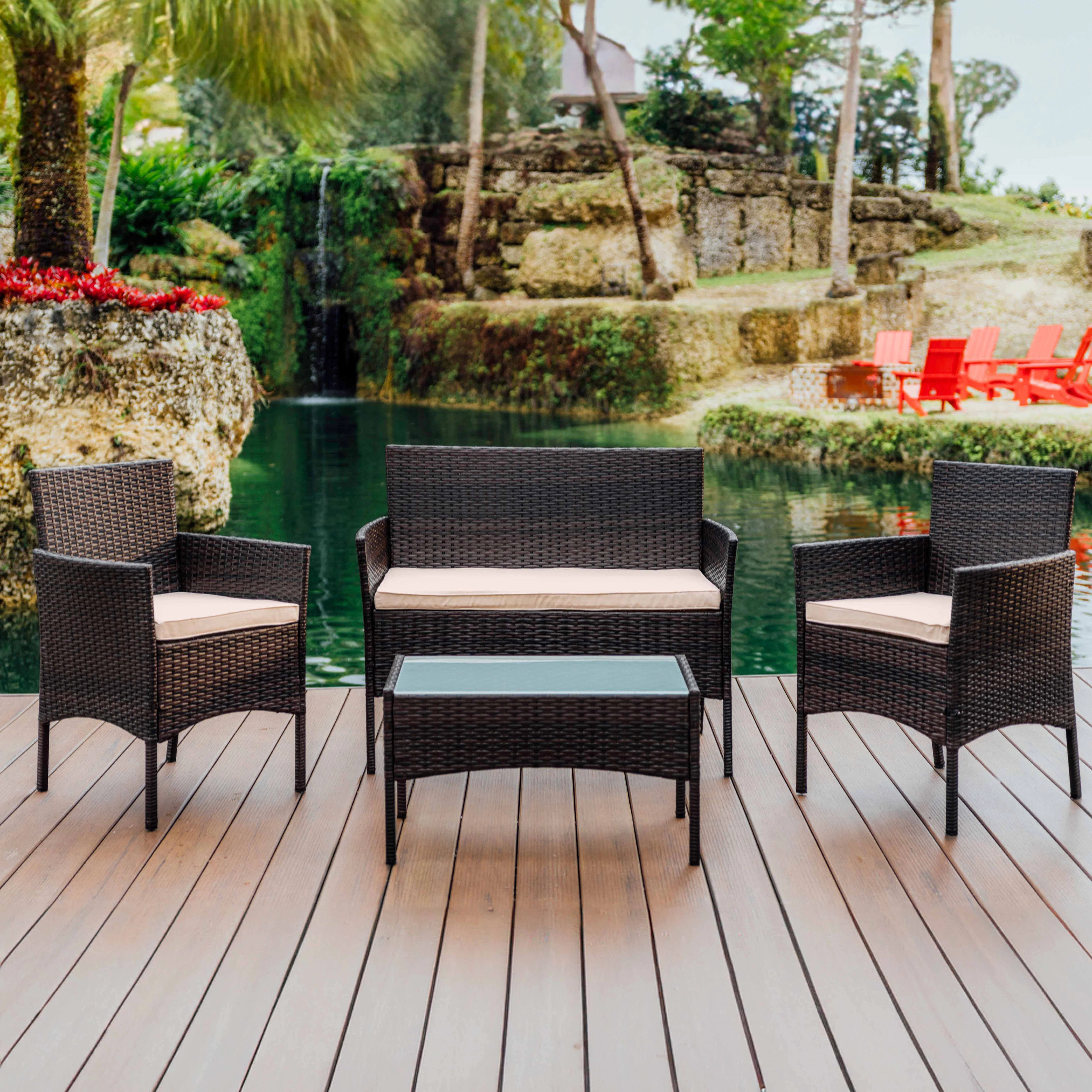 4-Person Outdoor Seating Group with Cushions (Set of 4) | Wayfair North America