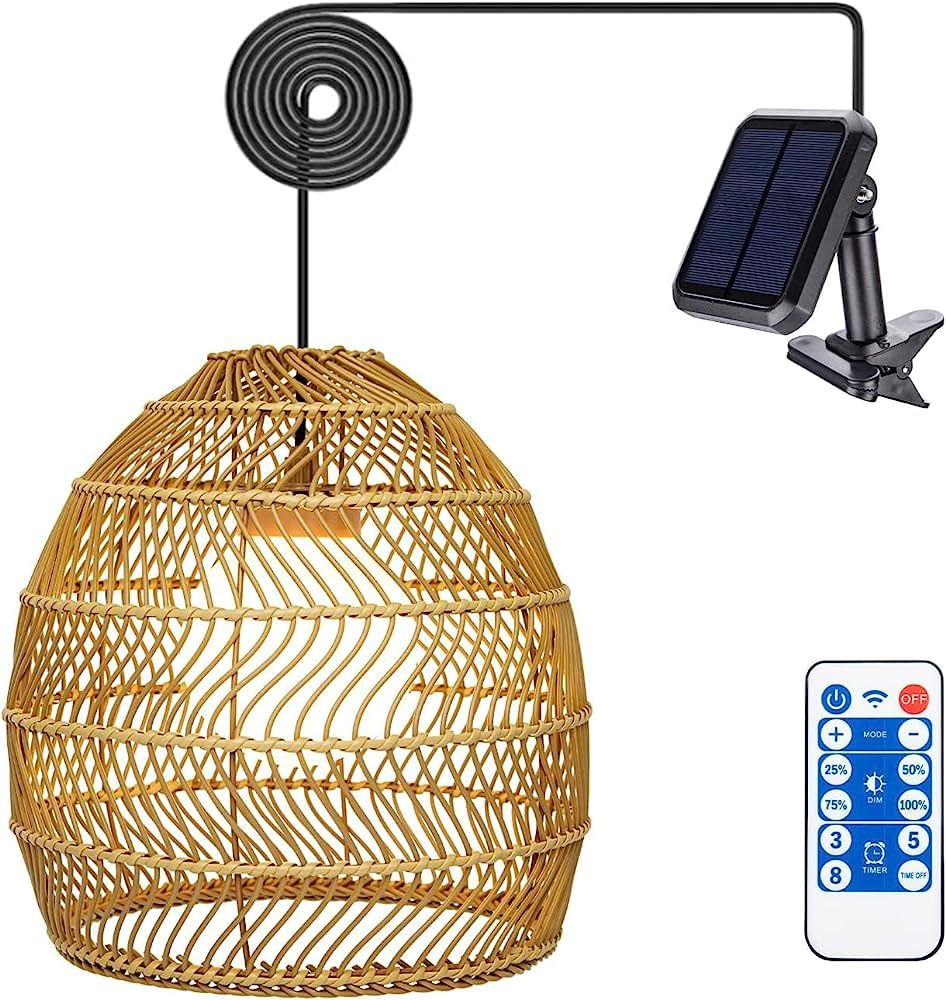 Wonder Solar Pendant Lights Outdoor - Solar Hanging Lanterns with Remote Dimmable Outdoor Chandel... | Amazon (US)