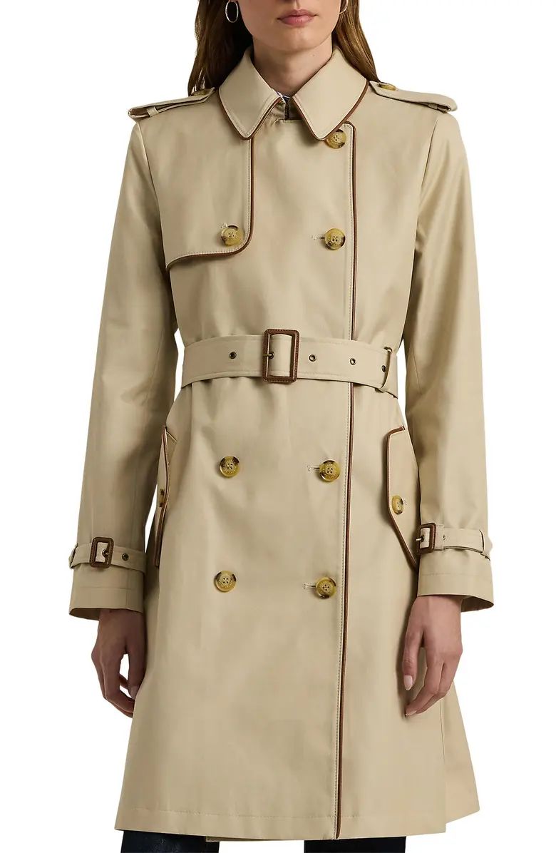 Lauren Ralph Lauren Belted Water Resistant Double Breasted Trench Coat | Nordstrom | Nordstrom